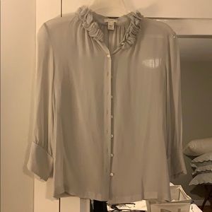 JCrew sheer button down with collar detail